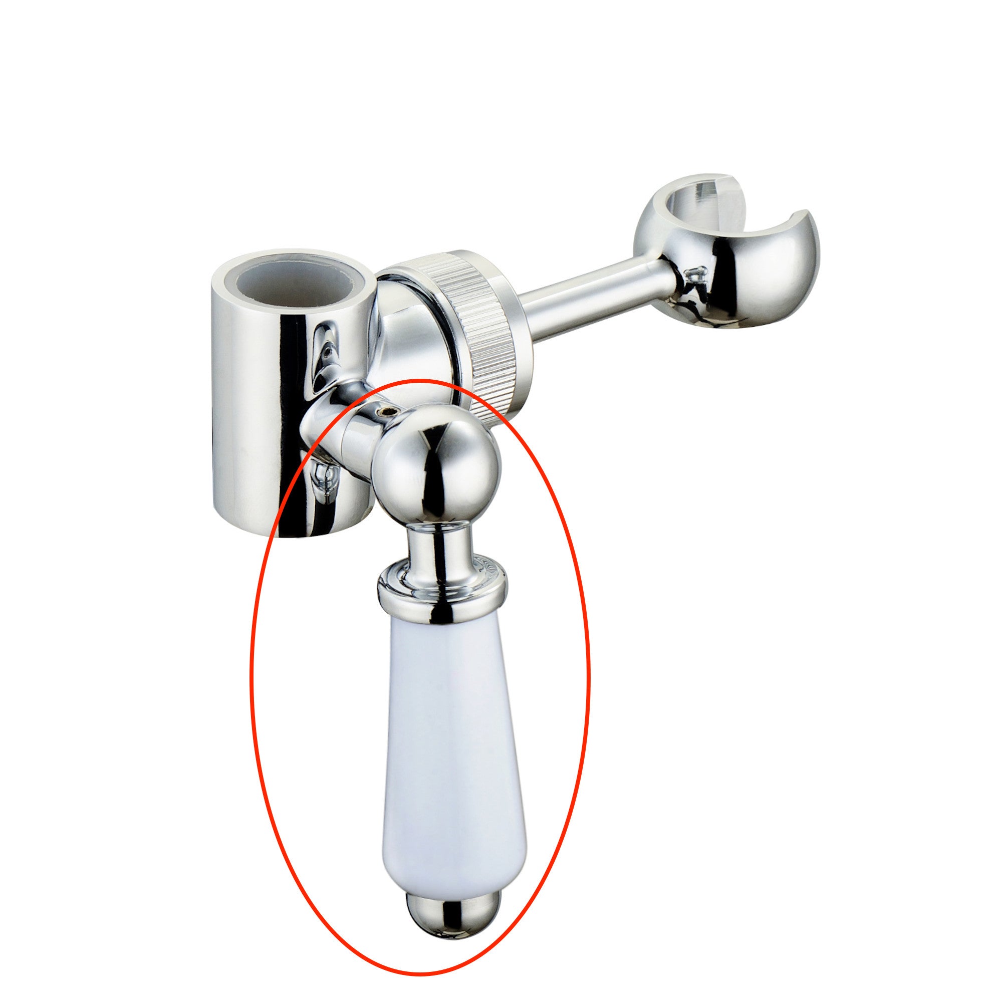 Replacement white ceramic lever with housing and grubscrew for B14 - chrome